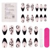 Stick on Nails French Tip - 24pcs Laser Glitter Black