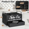 Uipame Paper Plate Holder Countertop, Utensil Caddy with Drawer, Black,