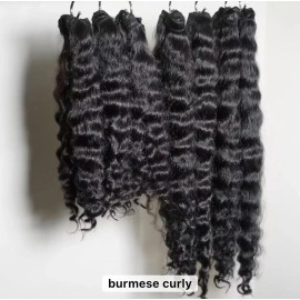 Bone Straight Raw Soft Human Hair Indian Wet and Dry Raw Human Hair Extensions Loose Curly Burmese Curlycolor: burmese curly, Stretched Length: 26 Inches
