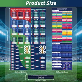 2026 World Soccer Tournament Schedule Poster Set Dry Erase(3PCS), 40×13 Inches Double-Sided Schedule Poster with Group Stage, Knockout Rounds, Team Profiles, and Match Details for All 104 Games, 2026 Soccer Tournament Wallchart for Home, Bar, Party Decor