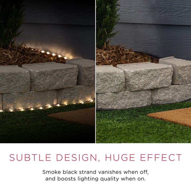UltraPro LED Rope Lights, 50ft Premium Smoke Black Rope, Warm