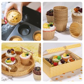 Nax Caki Brown Cupcake Liners Standard Size, 30pcs Muffin Baking Wrapping Packaging Cups,Holders Paper, Heavy Duty Greaseproof Wrappers for Wedding,Birthday,Party,Baby Showers,Gift,With 3 Decorations