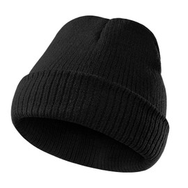 Kids Beanie Warm Knit Beanie Hats Boys Girls Winter Hat Soft Slouchy Hats for Kids Black