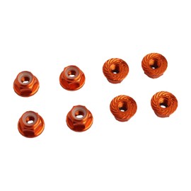 GDOOL 8PCS Flange M4 Lock Nuts Serrated Nylon Self-Tightening Aluminum M4 Wheel Hardware for Axial HPI TLR ECX Model RC Car Vehicles Upgraded Replacement Parts (Orange)