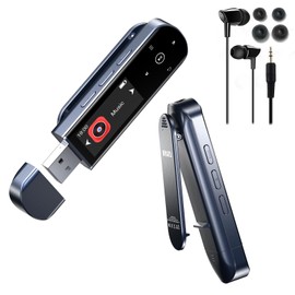 RUIZU 64GB USB MP3 Player with Bluetooth 5.3, Clip on Portable Music Player for Sports Running, USB MP3 Player Stick with FM Radio, Voice Recorder, Digital Audio Shuffle Repeat, Phone File Transfer