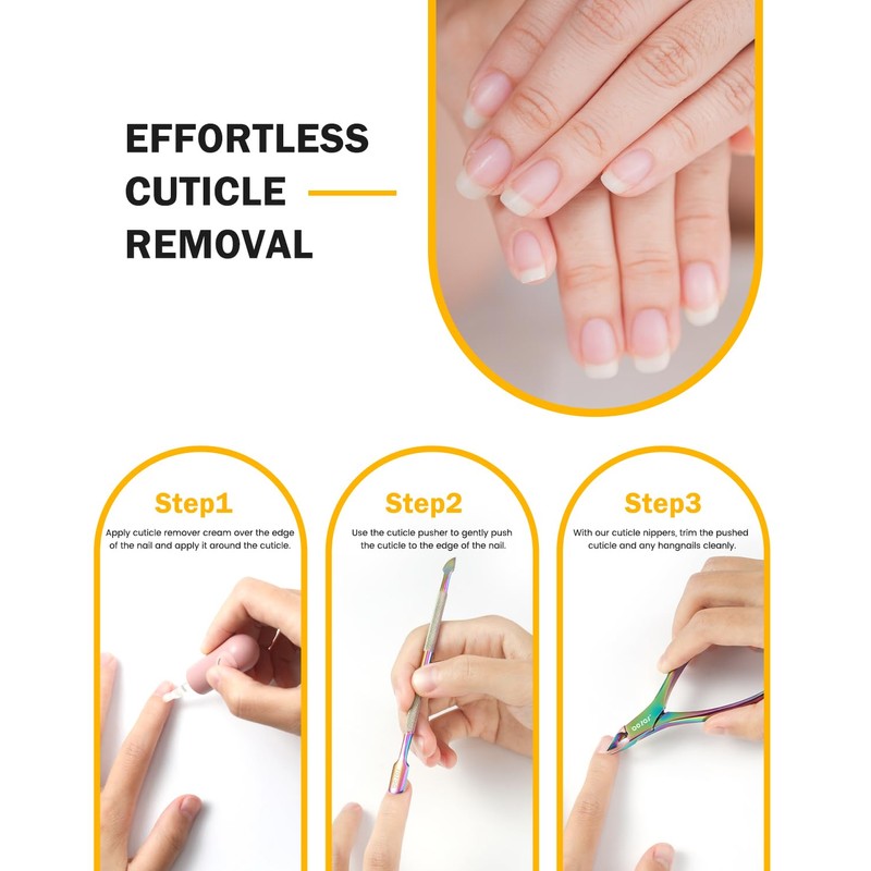 BEZOX Cuticle Nippers with Cuticle Pusher Set - Precise Cuticle