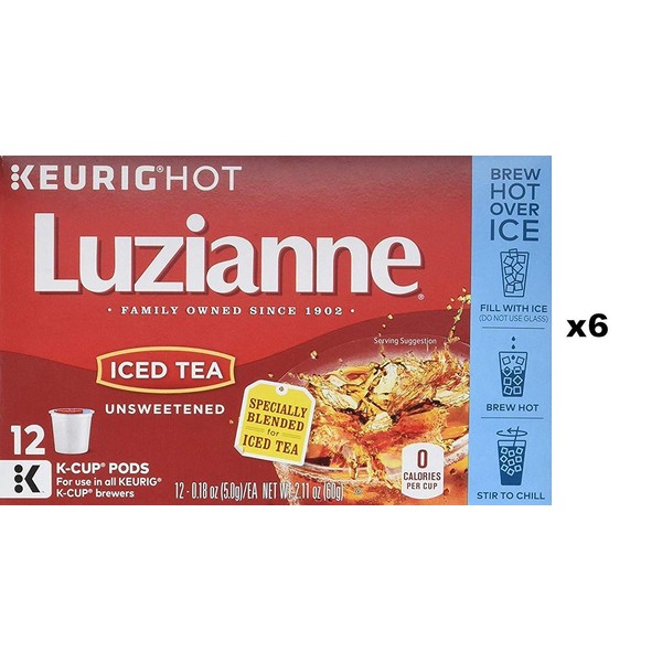 Luzianne Iced Tea, Unsweetened Single Serve Tea Cups, 72 Count