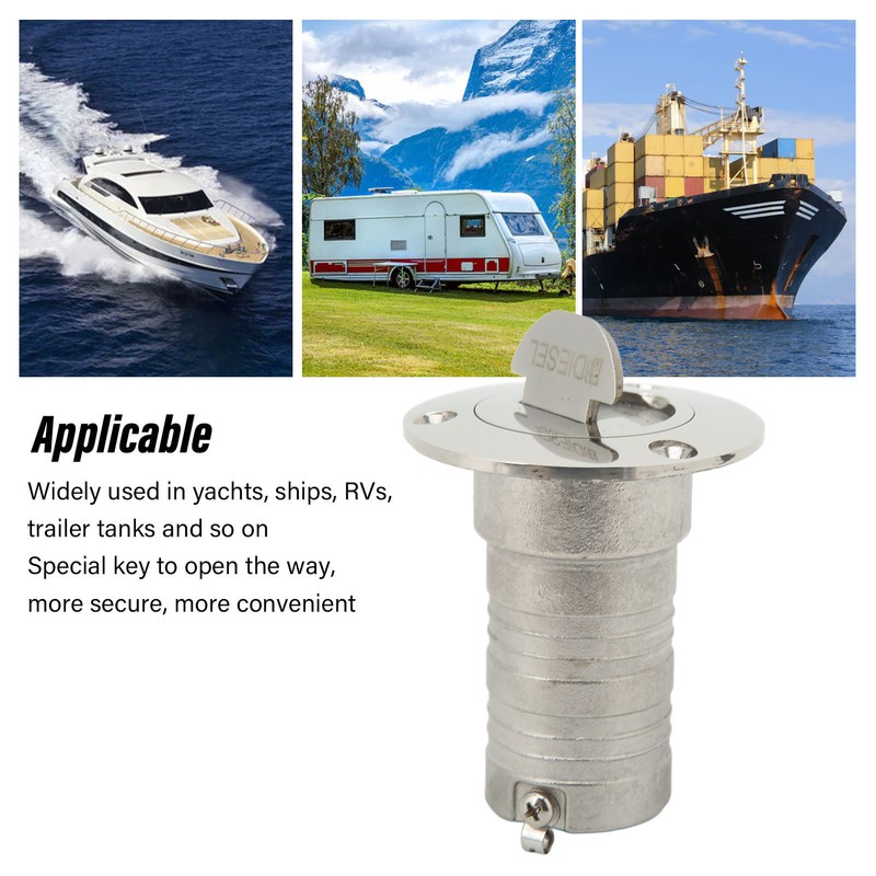 Marine Boat Deck Filler with Keyless Cap Stainless Steel Mirror