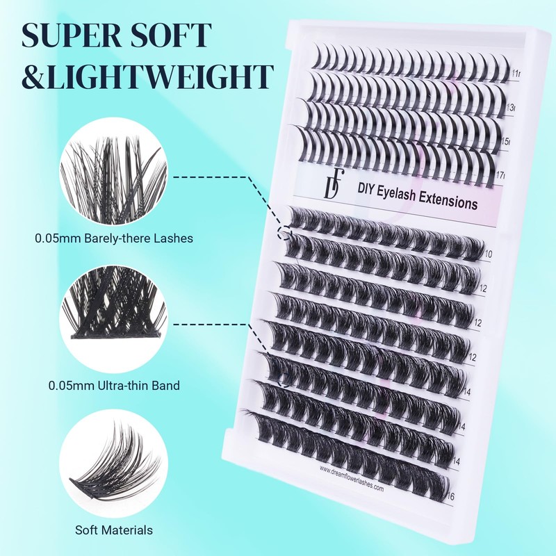 DF touchjoy Spike Lash Clusters Fluffy Cluster Eyelash Extensions with