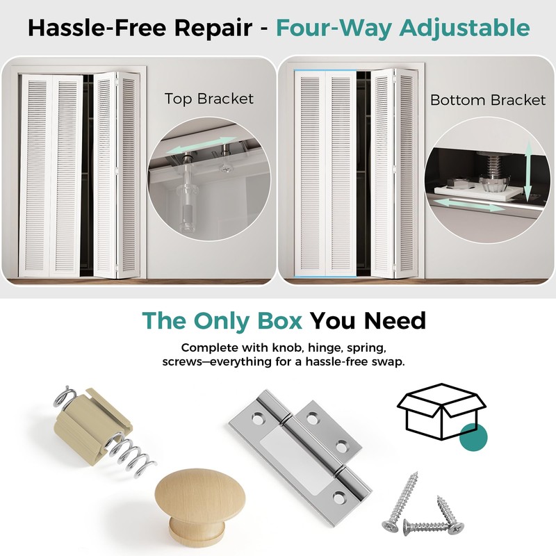 Closet Bifold Door Hardware & 2 x 36" Track Kit,