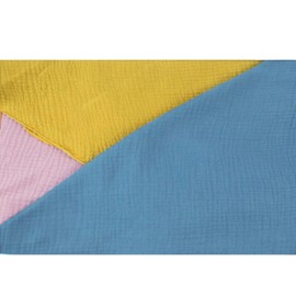 Gloop Women's Scarf XXL Knitted Triangle Scarf Cotton Triangular Scarf Muslin Scarf Without Scratching on Skin Made in Italy, Yellow-Pink-Light Blue, Unit size