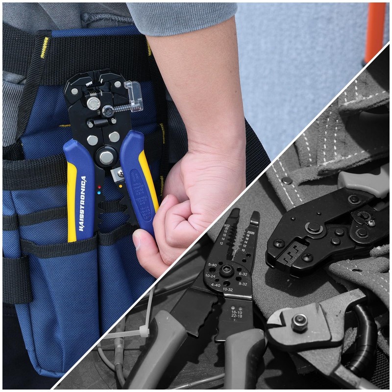 Haisstronica Self-Aligning Wire Stripper, 3 in 1 Stripper/Cutter/Crimp Heavy Duty