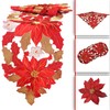 Christmas Winter Poinsettie Poinsettie Embroidery Polyester Tablecloth Approx. 85 x
