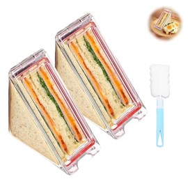 LFCFBH 2 PCS Transparent Sandwich Container, Reusable Triangle Sandwich Container with Lids, Portable, Larger Upgraded Version