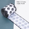 YASEO Dog Paw Print Wired Edge Ribbon, White and Black