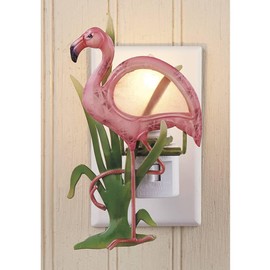SAGEFINDS Flamingo Nightlight | Decorative Capiz Shell and Metal Art Design | Bedroom, Bathroom, Stairs, Nursery | Home Décor Accent | Rotating Plug | On/Off Switch | Bulb Included | 5.5” High