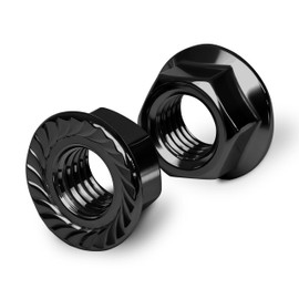 EASTPUK M6 Serrated Flange Nuts, 50Pcs M6-1.0 Grade 10.9 Carbon Steel Hex Lock Hardware Nuts Black Oxided for Industrial & Home Use
