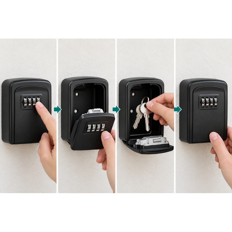 4-Digit Combination Key Lock Box for Outdoor Key Storage –