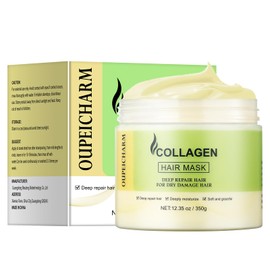 OUPEICHARM Collagen Hair Mask for Damaged Dry Hair,Hydrating & Repairing Deep Conditioning Masks for All Hair Types (12.35oz)