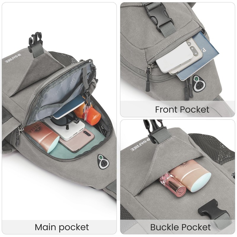 G4Free Canvas Sling Bag Crossbody Backpack with USB Charging Port