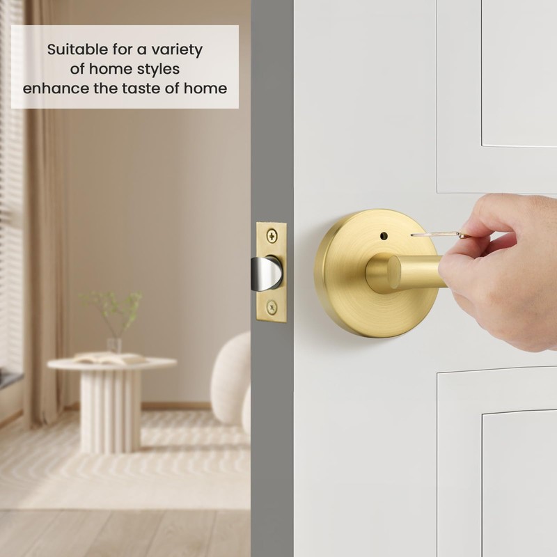 Goldenwarm 1 Pack Gold Door Handles Interior, Brushed Gold Privacy
