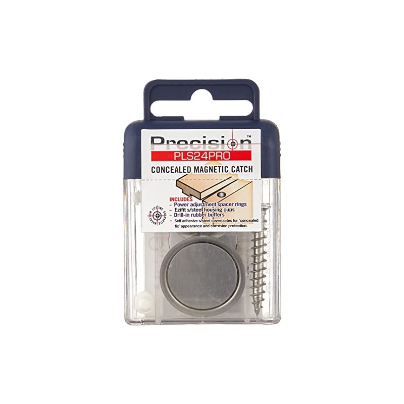 Precision Lock PLS-24 PRO Concealed Magnetic Catch, Silver