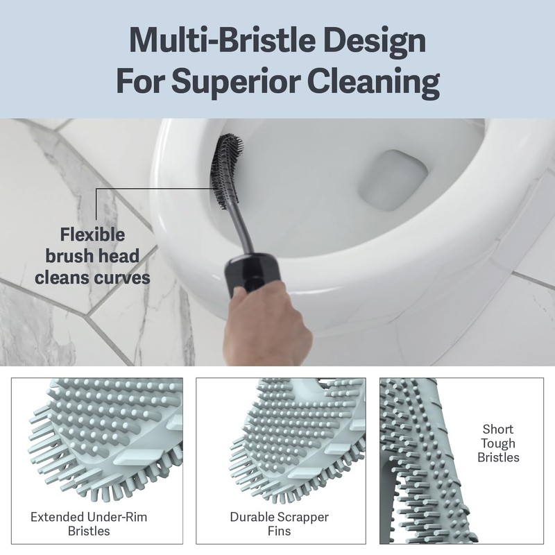 Casabella Hygenic Toilet Bowl Brush with Caddy, Black
