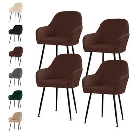 Zmorfiya Stretch Velvet Chair Covers, Set of 1/2/4, Velvet Chair Cover, Elastic Dining Room Chairs Cover, Removable Stretchy Soft Covers, Cat-Proof for Kitchen, Hotel, Party (Coffee, Pack of 4)