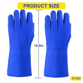 Cryogenic Gloves Low Temperature Liquid Nitrogen Protective Cowhide Gloves Resistance for Dry Ice Liquid Nitrogen Cold Storage Large Size (18.9inch)