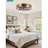 23" Black Gold Caged Low Profile Ceiling Fan with Light