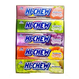 HI-CHEW Hi Chew Candy 10 Pack 1.76 Oz Sticks 5 Flavors Strawberry Apple Grape Mango Kiwi