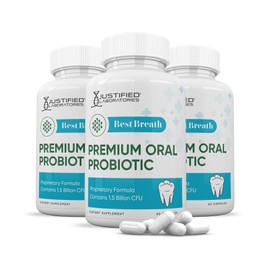 Justified Laboratories (3 Pack) Best Breath 1.5 Billion CFU Probiotic Oral Support 180 Capsules