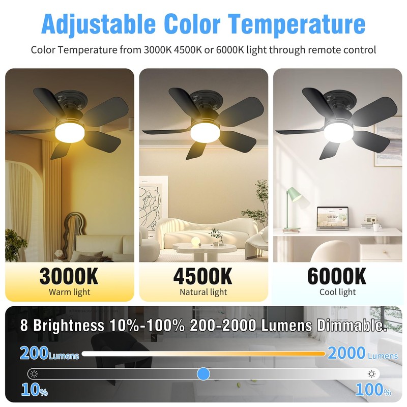 aupuslite 20" Socket Fan Light with Remote, 30W Socket Ceiling