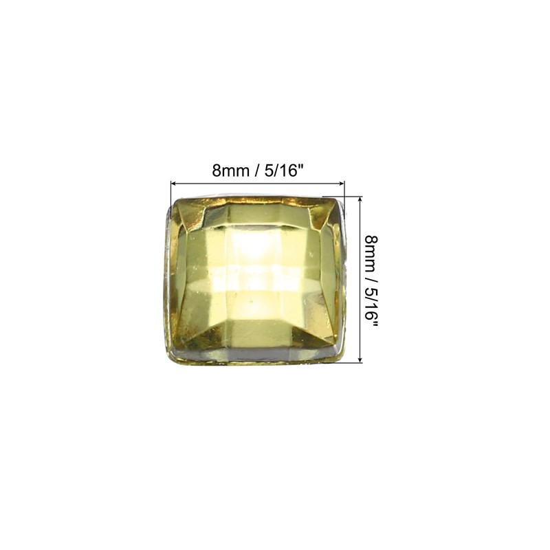 MECCANIXITY 50 Pcs 8mm Flat Back Acrylic Square Gems Rhinestones,