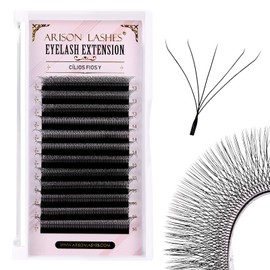 Arison Lashes YY 5D Eyelash Extension y Lashes 0.07mm D Curl Mix Tray 13-16mm Premade Fans Volume Y Shape Faux Mink Matte 12 rows Cluster pre Fanned Soft Eye Lashes
