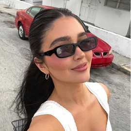 SODQW Retro Sunglasses for Women Fashion 90’s Vintage Small Rectangle Frame UV400 Protection