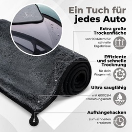 LIFLIM XXL Car Drying Towel 90 x 60 cm - Microfibre Drying Towel 600 GSM - Professional Car Drying Towel - Lint-Free & Paint-Friendly Drying Towel - Large Microfibre Cloth for Car Care