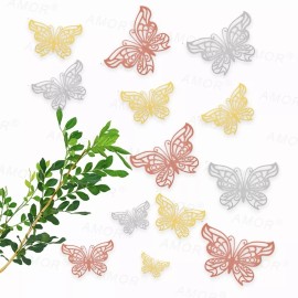 A&M 72pcs Mariposas Decorativas, 3d Pared Colore Metalicos Hueco