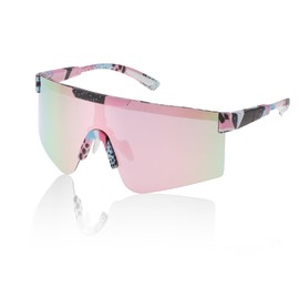 Hihaha 1 Pc Motorcycle Riding Goggles Anti-glare Tri-acetel Cellulose PC UV400 Cycling Sunglasses Pink Lens Black White Pink Blue Frame