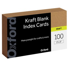 Oxford Kraft Index Cards, 100 Pack, 3x5 Index Cards, Thick, Premium Paper for Gifts, Crafts, Parties, Flash Cards, Brown, Blank on Both Sides (63505)