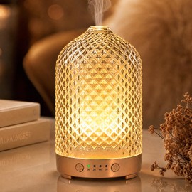Essential Oil Diffuser for Home- 200ml Aromatherapy Diffuser for Essential Oils with 4 Timer, 7 Color LED Lights Waterless Auto Shut-Off for Home Office Décor Gifts for Women