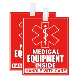 Medical Equipment Inside Tag Card Red Fragile Medical Equipment Inside Stickers Medical Equipment ID Identification Luggage Tags Handle with Care Labels for Medical Supplies (Color2)
