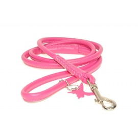 Dogline Rolled Leather Dog Lead, 3/8-inch x 4 ft/ 22 m, Pink