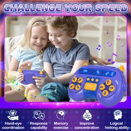 Quick Push Dance Game Fidget Toys, Pop Electronic Game for Children & Adults, Pop Handheld Game with 24 Music, Breakthrough Puzzle Dancing Game Machine Gift for Boys Girls (A)