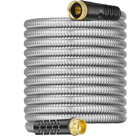 8 ft Stainless Steel Garden Hose - 2025 Upgraded Metal Water Hoses with 3/4" Solid Brass Fitting, Extra Strength Materials - Lightweight,Ultra Flexible,Durable,Kink-Less Water Hoses For Yard Camper