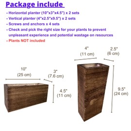 LaLaGreen Wood Planter Box for Plants (4 Pack) Wooden Hanging Wall Planters for Indoor Plant Holder Vase for Dried Flowers, Modern Living Room Bedroom Kitchen Home Office Decor