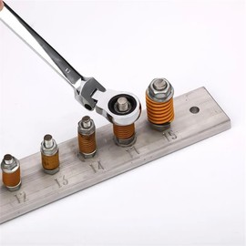 Michear Ratchet Spanner 180°Flex-Head Keyring Combination 10mm Portable Ratchet Ring Wrench (Frosted Silver)