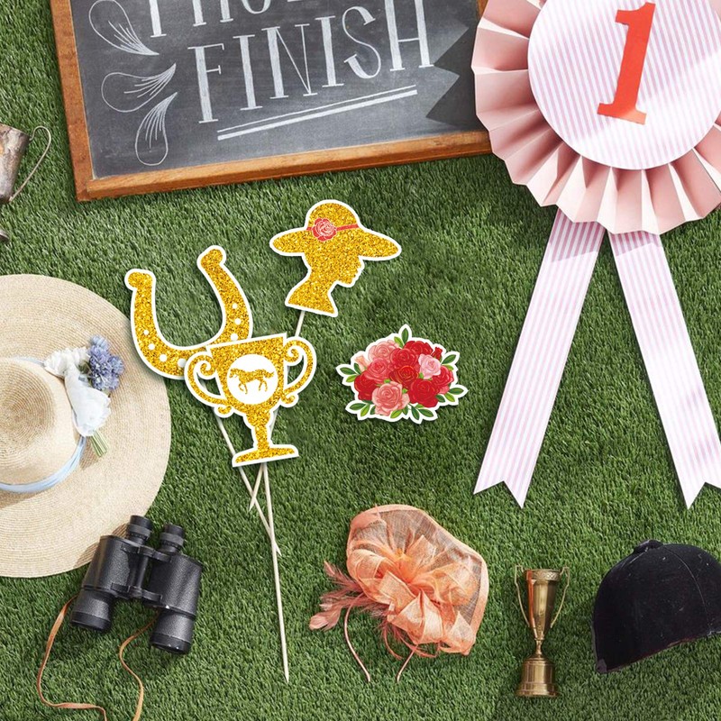 144PCS Kentucky Horse Derby Cupcake Toppers Decorations - Horse Racing