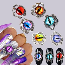 HDKHTWL 3D Nail Charms, 30pcs Devil Eye Nail Charms for Acrylic Nails,Nail Art Rhinestones Gothic Cool Style for Nail Art Supplies Manicure Craft DIY