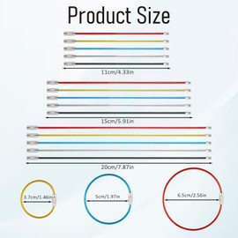 15 Packs Stainless Steel Wire Keychains, 2mm Nylon Coated Key Rings with Barrel Connectors, 4” 6” 8” 10” Assorted Colors for Luggage Tags, ID Holders, Kitchen Utensils, Travel Gear